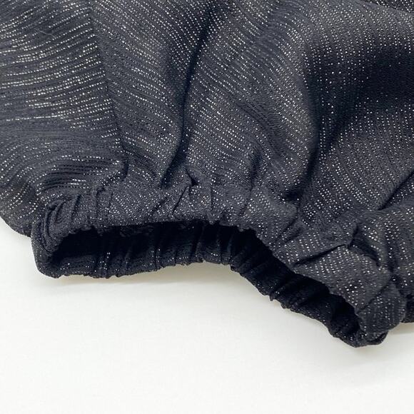 NEW IRO‎ Womens 44 (12) Drinera Puff-Sleeve Crop Top Shimmery Black Front Tie - Picture 9 of 10